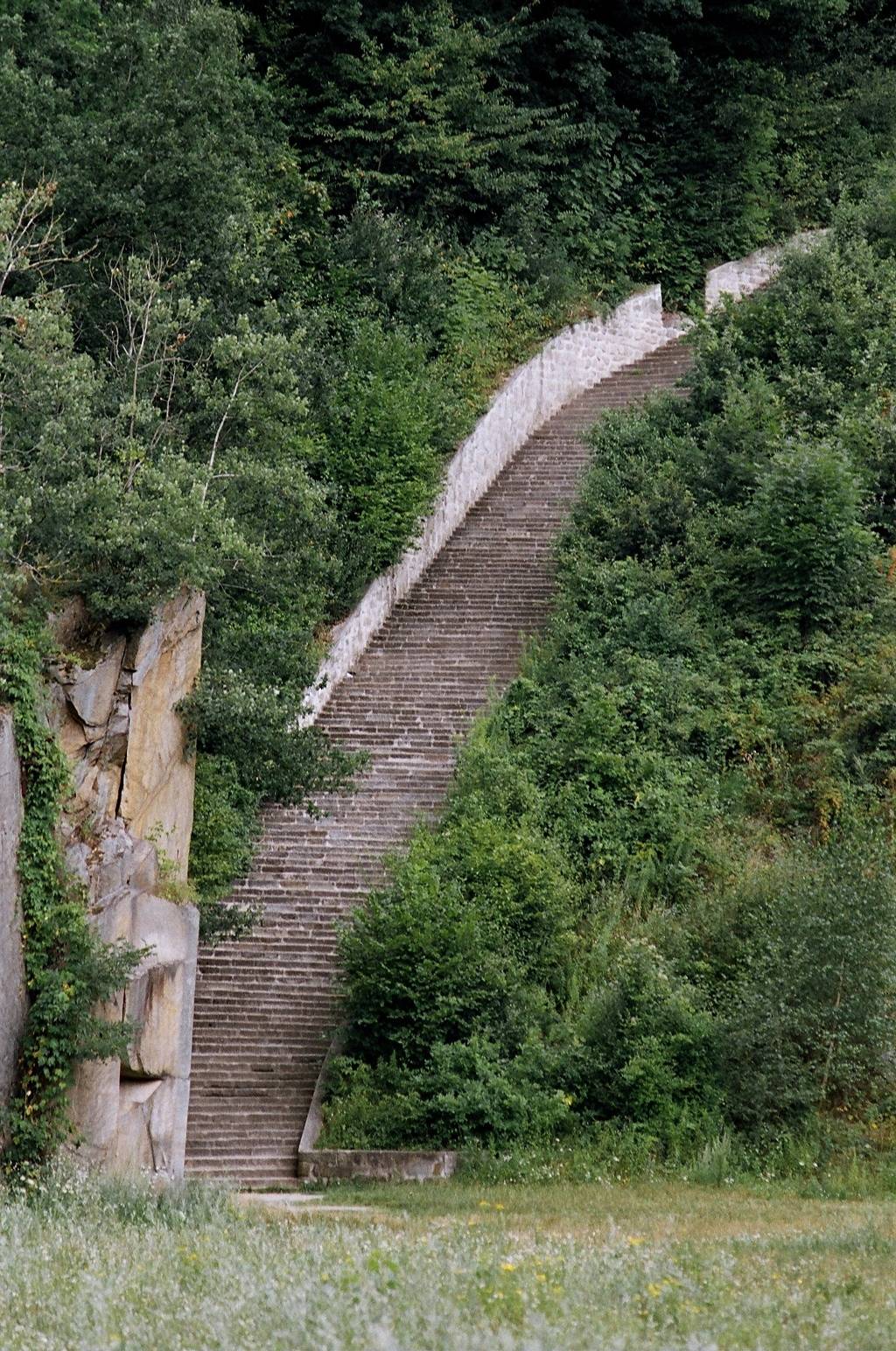 Stairway (“Stairway of Death”) at the Mauthausen Memorial not accessible