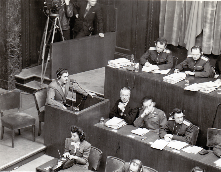 Statement of Mauthausen survivor Francisco Boix at the Internationalen Military Tribunal in Nuremberg, 1946 (photo credits: US National Archives and Records Administration)